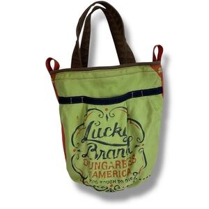 Lucky Brand Dungarees of America Green Canvas Bucket Mail Large Tote Bag